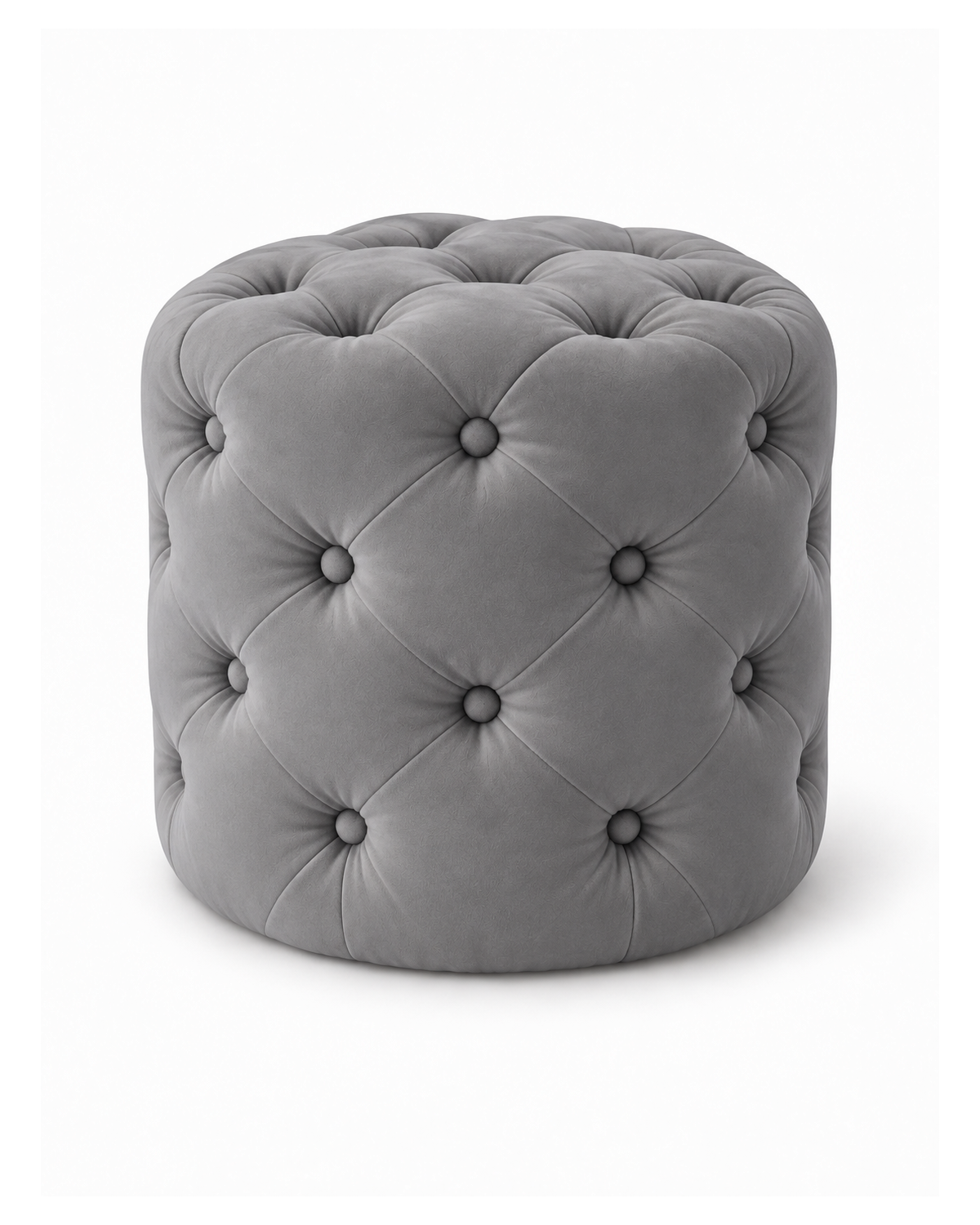 Pouf capitonné en velours gris