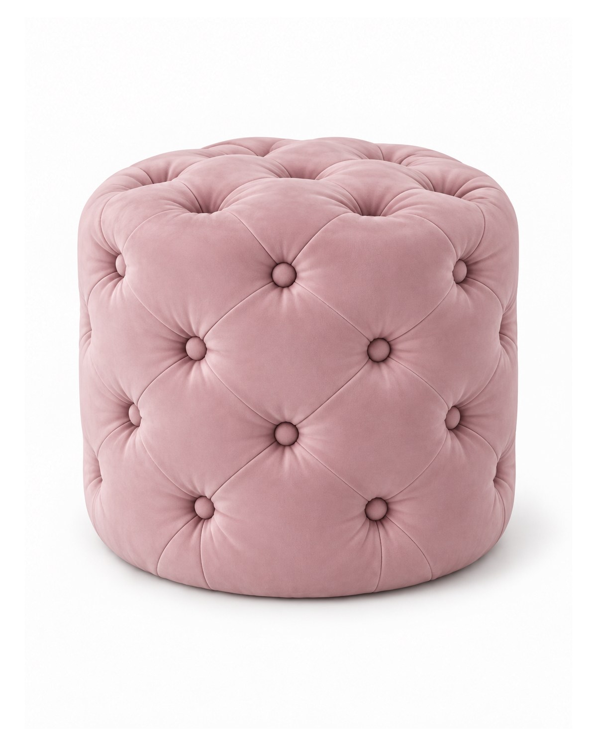 Pouf capitonné en velours rose